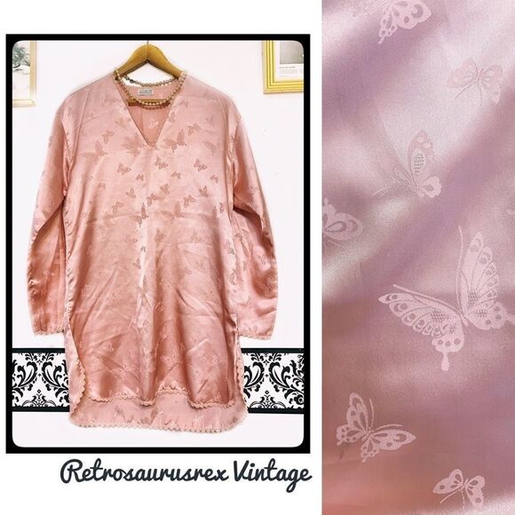 VINTAGE Papillon Pink Butterfly Sexy Pajama Top